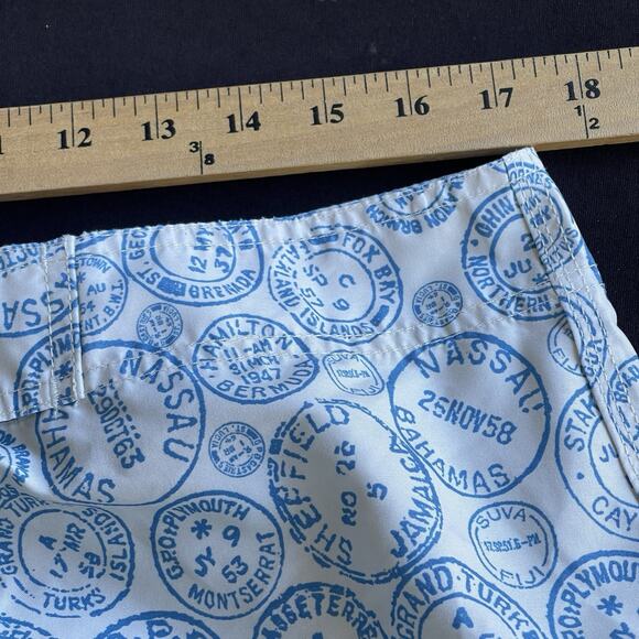 Island Company Board Shorts Mens 34 Postmark Drawstring Pockets Swimwear Blue - Picture 8 of 10